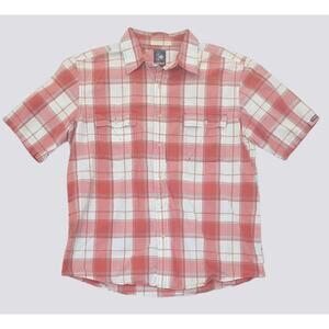 KIRRA Mens Short Sleeve 100% Cotton Plaid Check Button Front Shirt Size Large